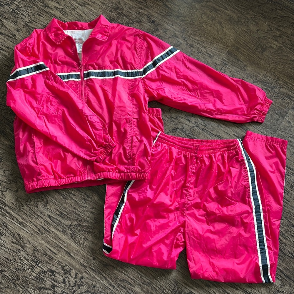 REBECCA MALONE Vintage Tracksuit Workout Set Pants Jacket | EUC | Barbie Pink!